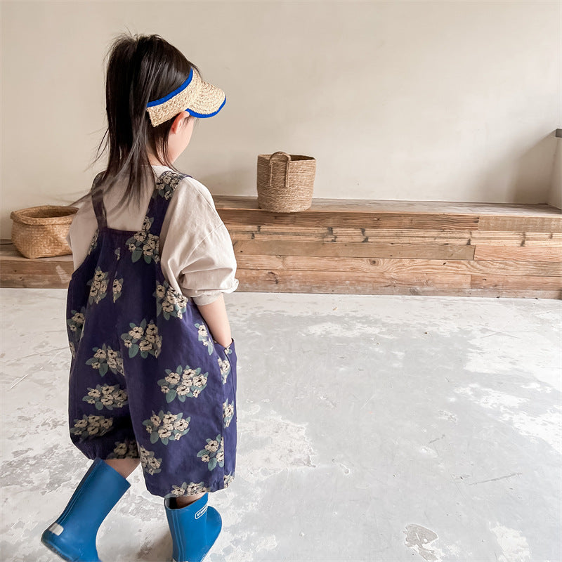 オーバーオール Retro Flower Cotton Overalls レトロフラワー サロペットパンツ【mh0011996】