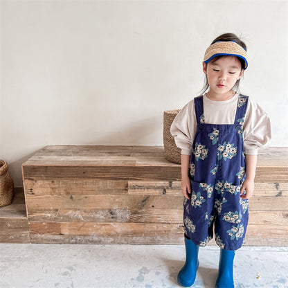 オーバーオール Retro Flower Cotton Overalls レトロフラワー サロペットパンツ【mh0011996】