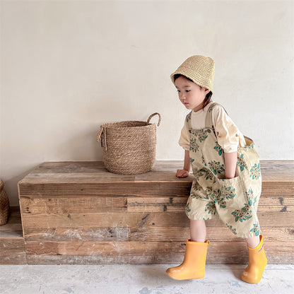 オーバーオール Retro Flower Cotton Overalls レトロフラワー サロペットパンツ【mh0011996】