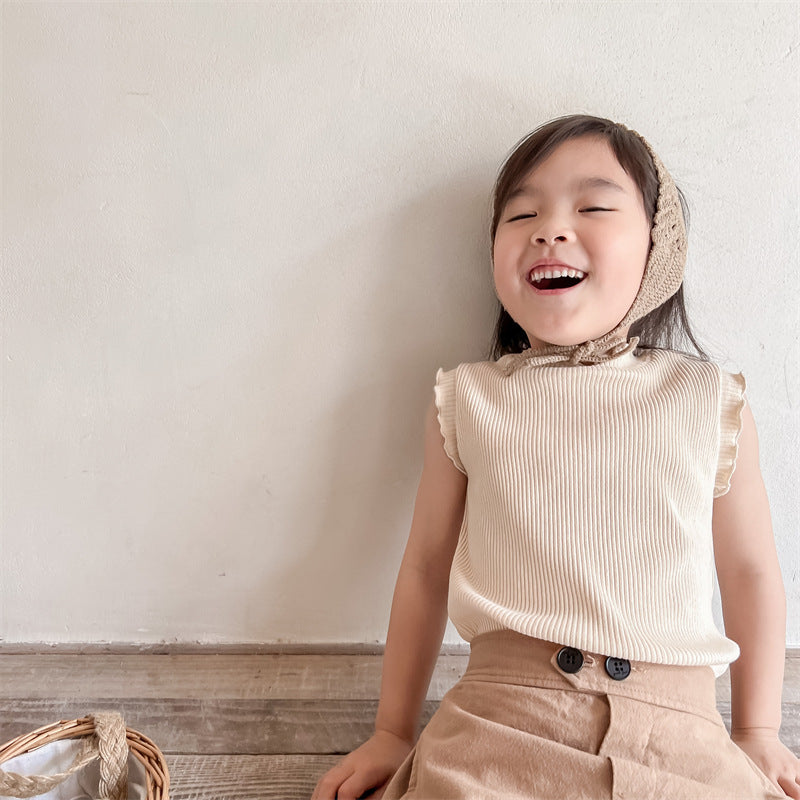 タンクトップ・キャミソール・ノースリーブトップス Ruffle Sleeveless Raglan T-Shirt フリル ラグラン ノースリーブ Tシャツ【mh0011997】