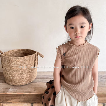 タンクトップ・キャミソール・ノースリーブトップス Ruffle Sleeveless Raglan T-Shirt フリル ラグラン ノースリーブ Tシャツ【mh0011997】