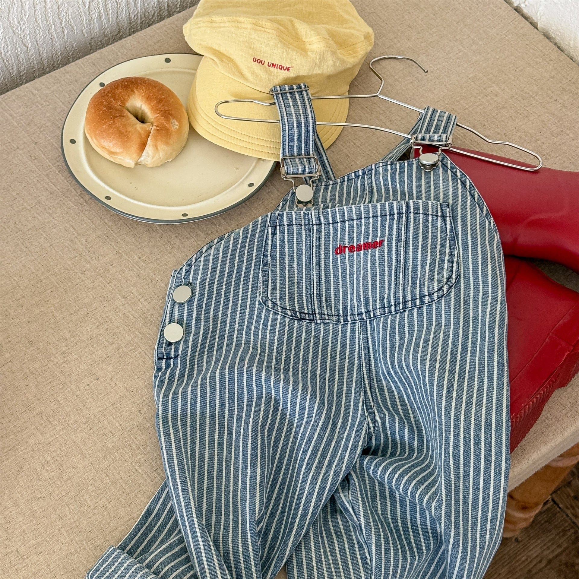 オーバーオール Stripe / 80cm ストライプ/ドットビッグシルエットオーバーオール【mh0010618】