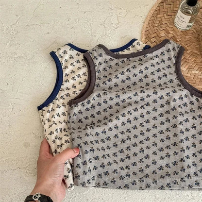 タンクトップ・キャミソール・ノースリーブトップス キッズトップス タンクトップ ノースリーブTシャツ スマイルプリント 2カラー【mh0005815】