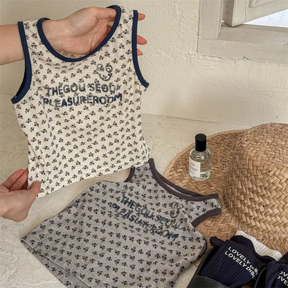 タンクトップ・キャミソール・ノースリーブトップス キッズトップス タンクトップ ノースリーブTシャツ スマイルプリント 2カラー【mh0005815】