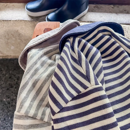 長袖シャツ・ブラウス キッズ レトロ ボーダー ポロシャツ 長袖 襟付き Tシャツ トップス【mh0002953】