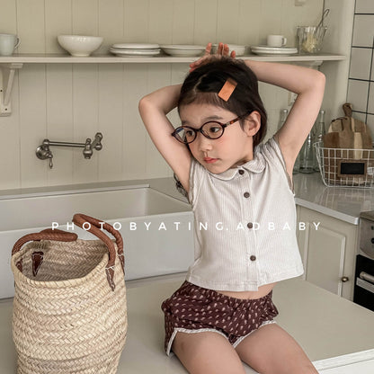 タンクトップ・キャミソール・ノースリーブトップス 襟付きショートミニスリーブTシャツブラウス【mh0009392】