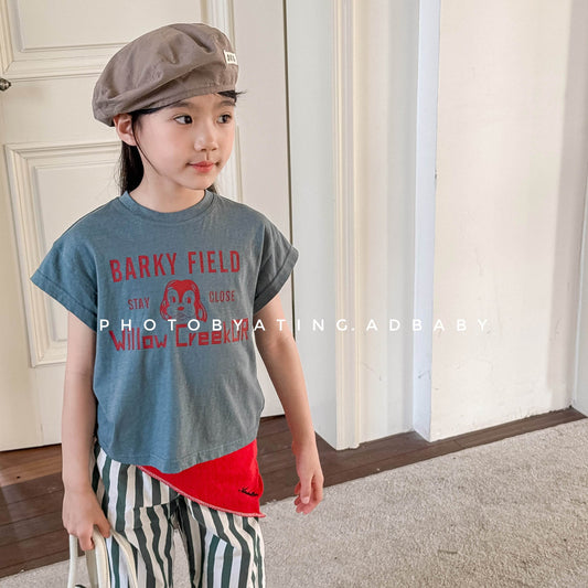 タンクトップ・キャミソール・ノースリーブトップス プリント半袖Tシャツ【mh0009535】