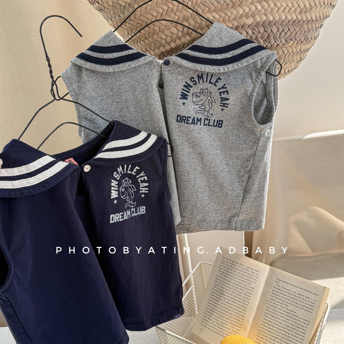 タンクトップ・キャミソール・ノースリーブトップス セーラーカラーノースリーブマリンTシャツ【mh0010135】