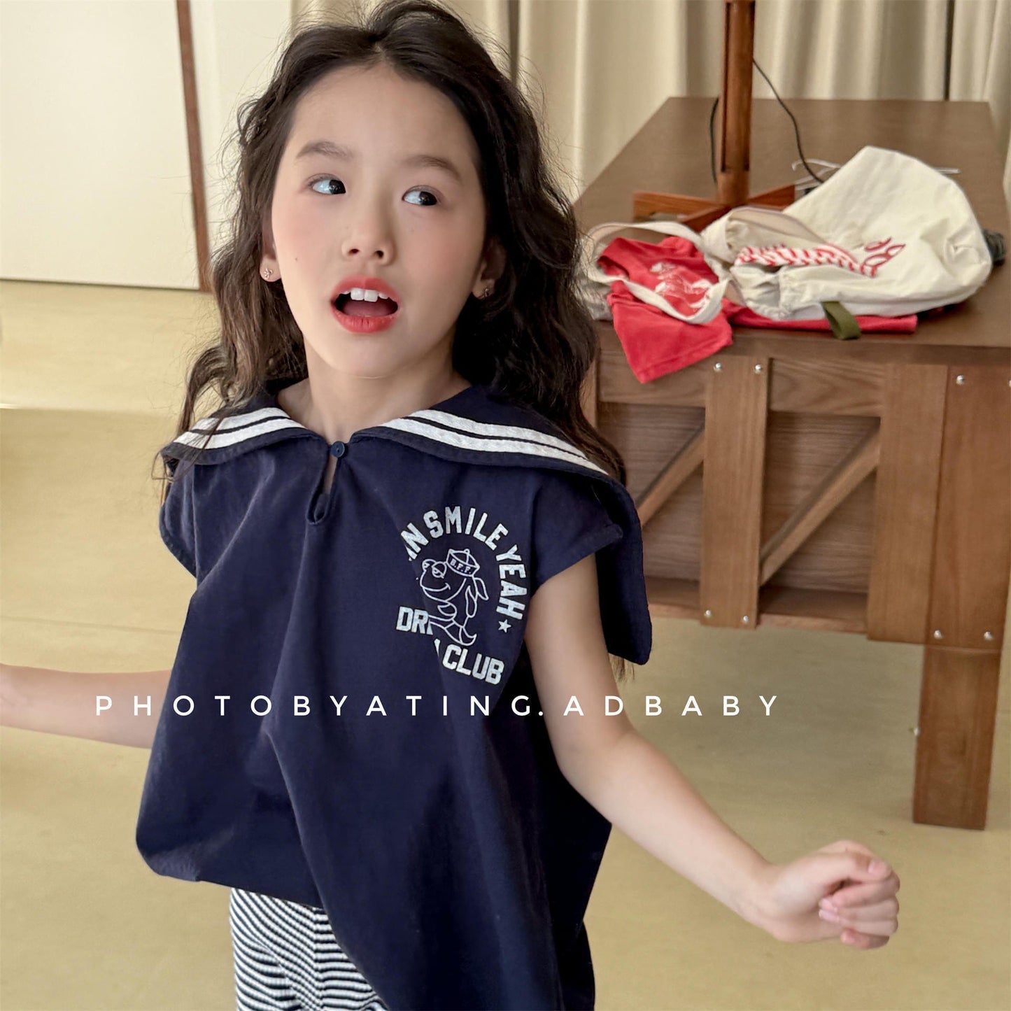 タンクトップ・キャミソール・ノースリーブトップス セーラーカラーノースリーブマリンTシャツ【mh0010135】