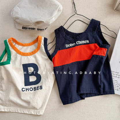 タンクトップ・キャミソール・ノースリーブトップス カラフルロゴノースリーブTシャツ【mh0010142】