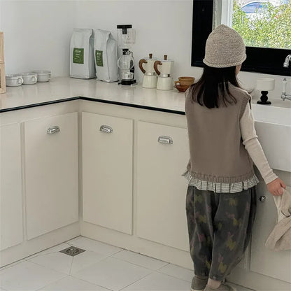 ベスト キッズベスト ニットVネックベスト チェックプリーツペプラム 2カラー【mh0006616】