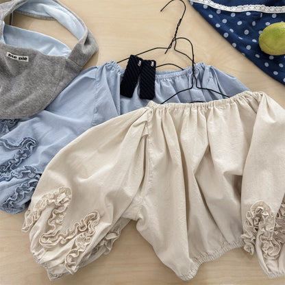 長袖シャツ・ブラウス Washed Cotton Puff Sleeve Shirt コットン パフスリーブ シャツ【mh0011951】