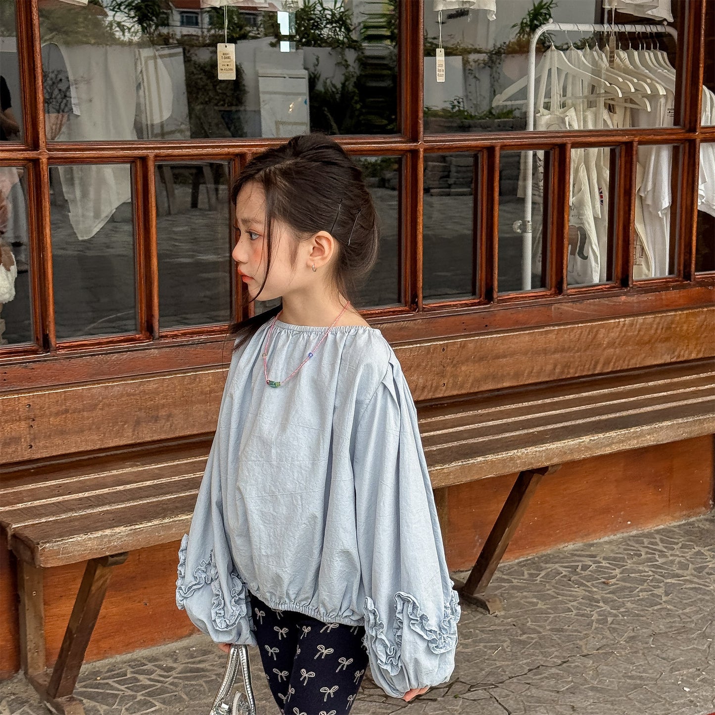 長袖シャツ・ブラウス Washed Cotton Puff Sleeve Shirt コットン パフスリーブ シャツ【mh0011951】