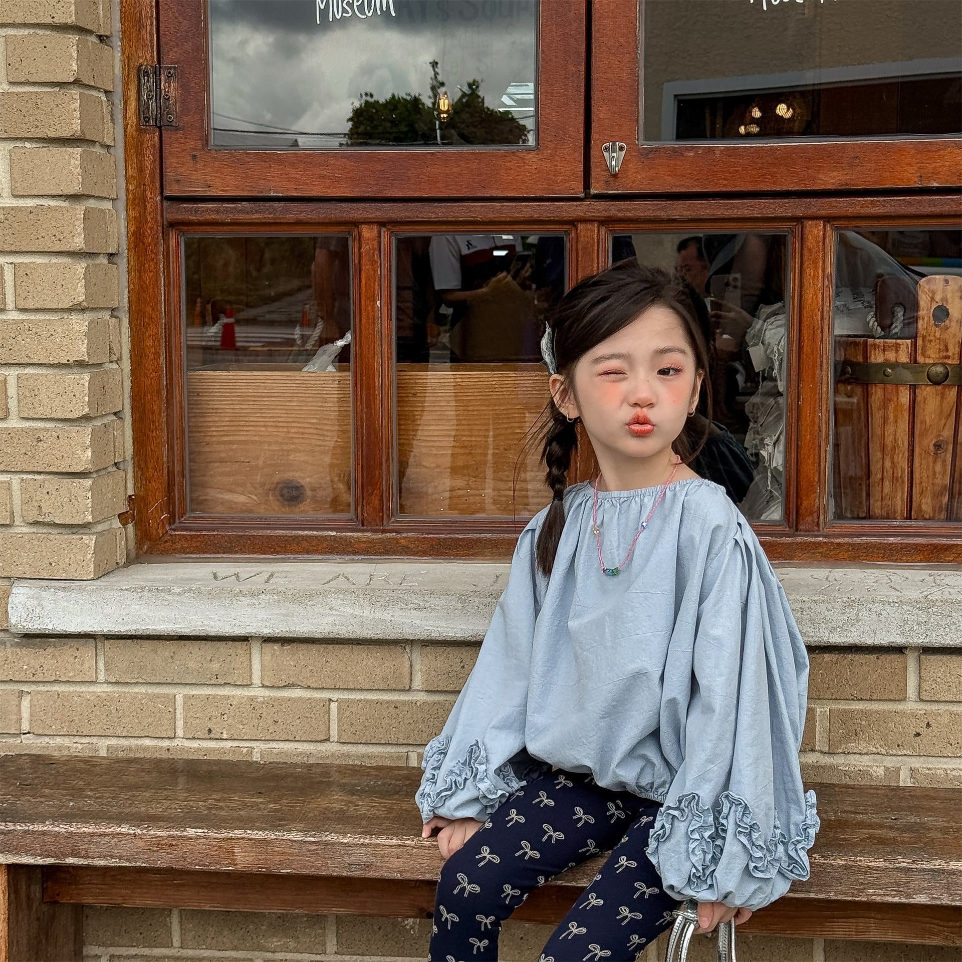 長袖シャツ・ブラウス Washed Cotton Puff Sleeve Shirt コットン パフスリーブ シャツ【mh0011951】