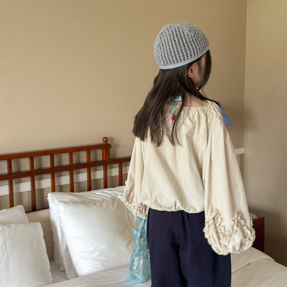 長袖シャツ・ブラウス Washed Cotton Puff Sleeve Shirt コットン パフスリーブ シャツ【mh0011951】