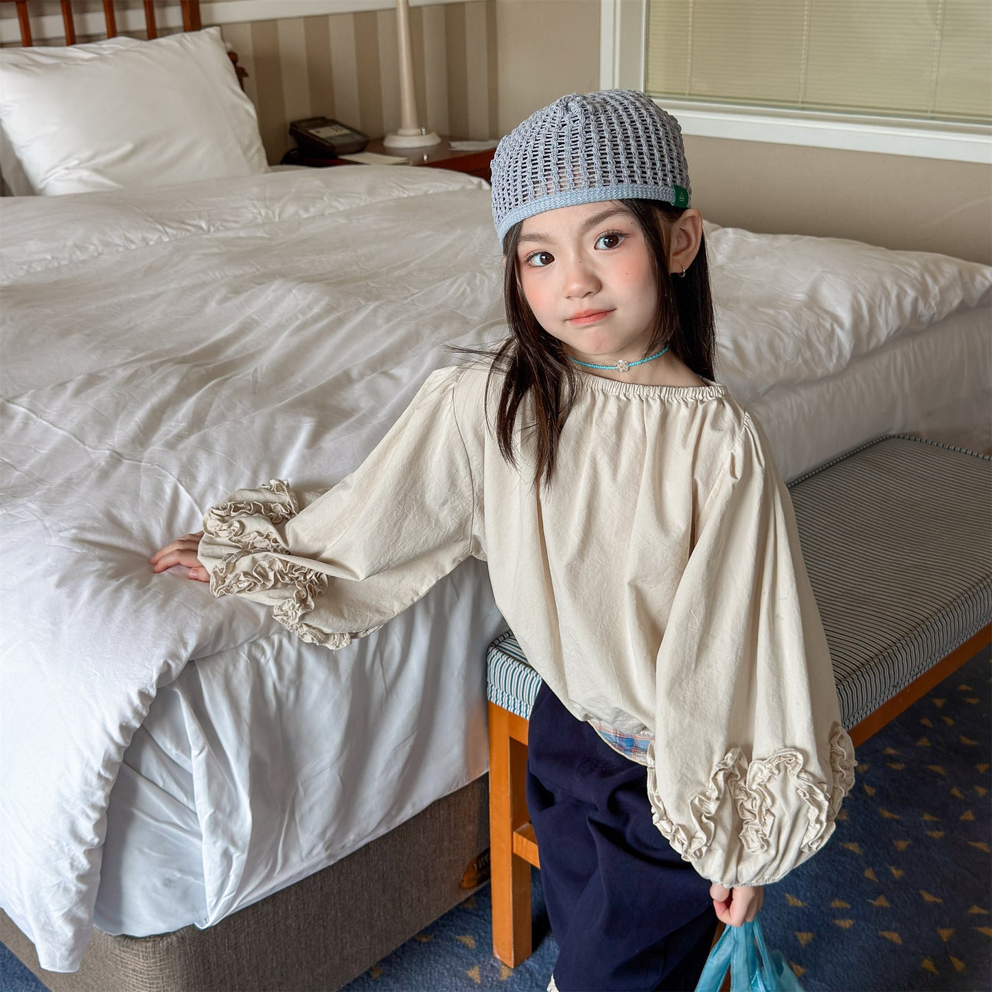 長袖シャツ・ブラウス Washed Cotton Puff Sleeve Shirt コットン パフスリーブ シャツ【mh0011951】