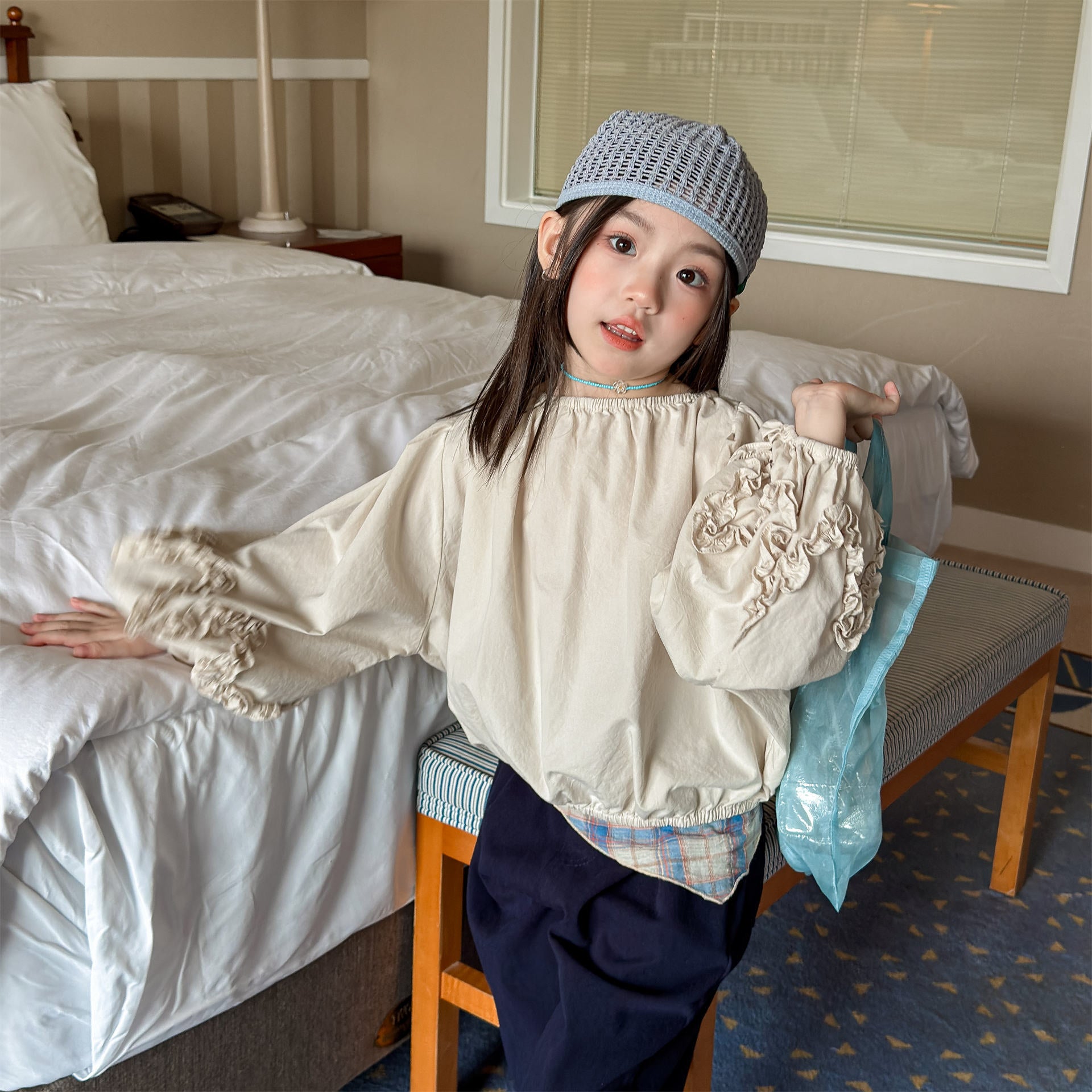 長袖シャツ・ブラウス Washed Cotton Puff Sleeve Shirt コットン パフスリーブ シャツ【mh0011951】