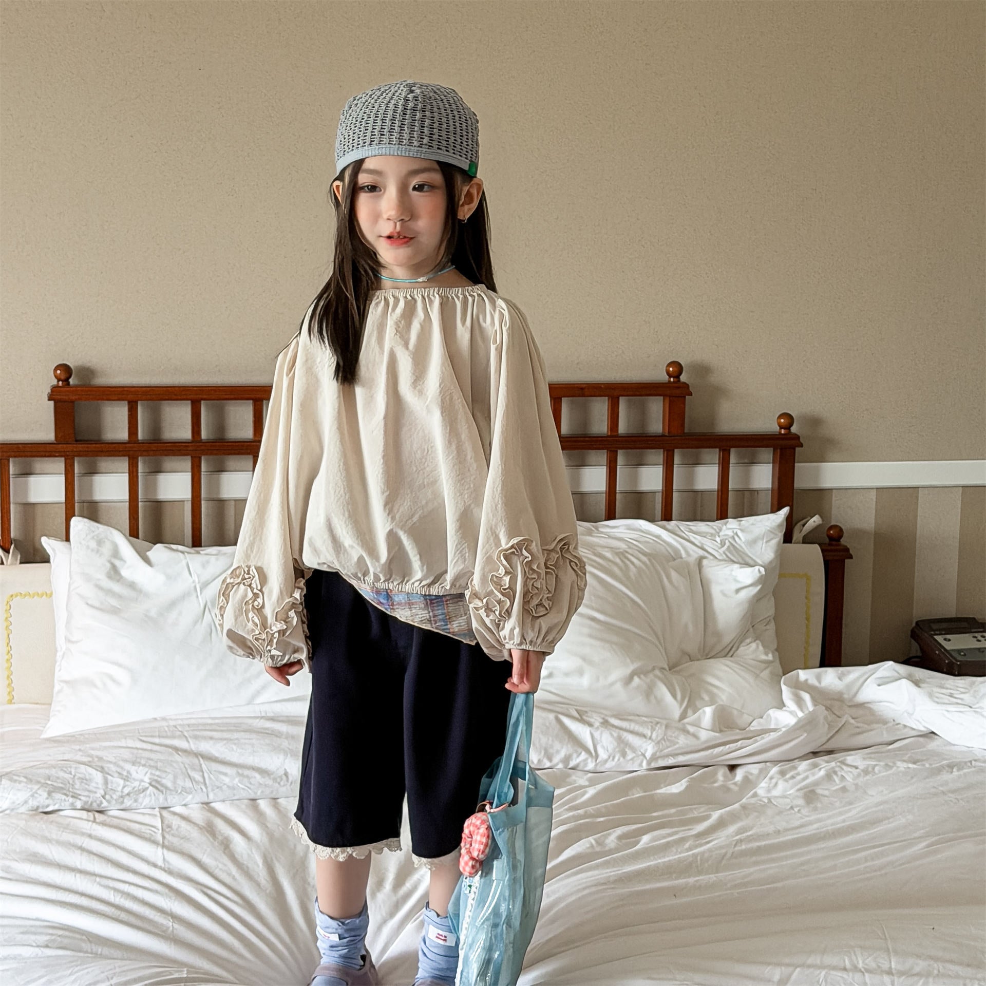 長袖シャツ・ブラウス Washed Cotton Puff Sleeve Shirt コットン パフスリーブ シャツ【mh0011951】