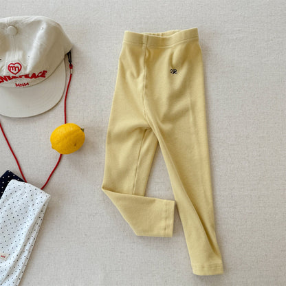 レギンスパンツ Yellow / 80cm ワッフル生地リブレギンス ロングパンツ【mh0010815】