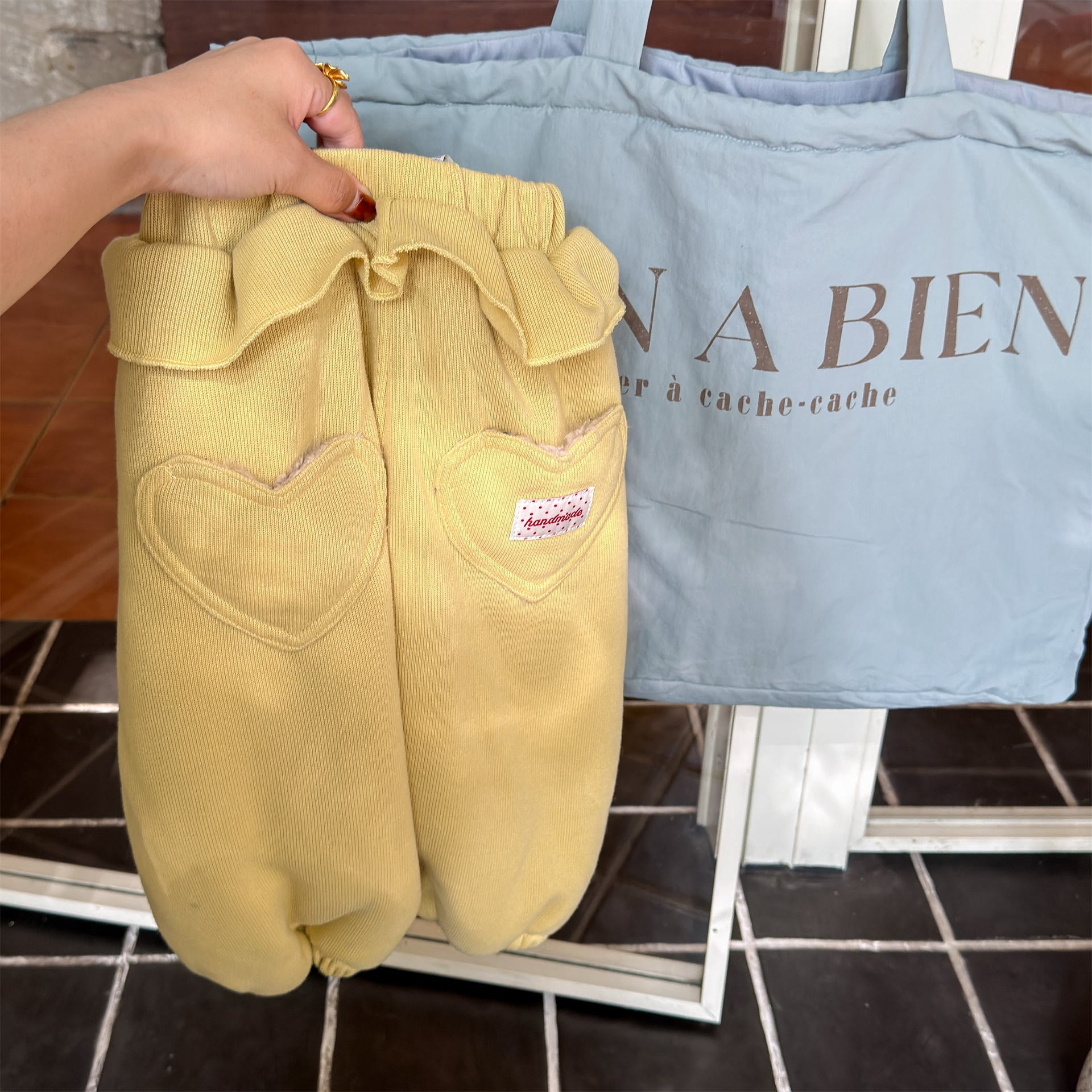 ロングパンツ・スウェットパンツ Yellow / 80cm ハートポケットスウェットパンツ ジョガーパンツ 裏起毛【mh0011925】