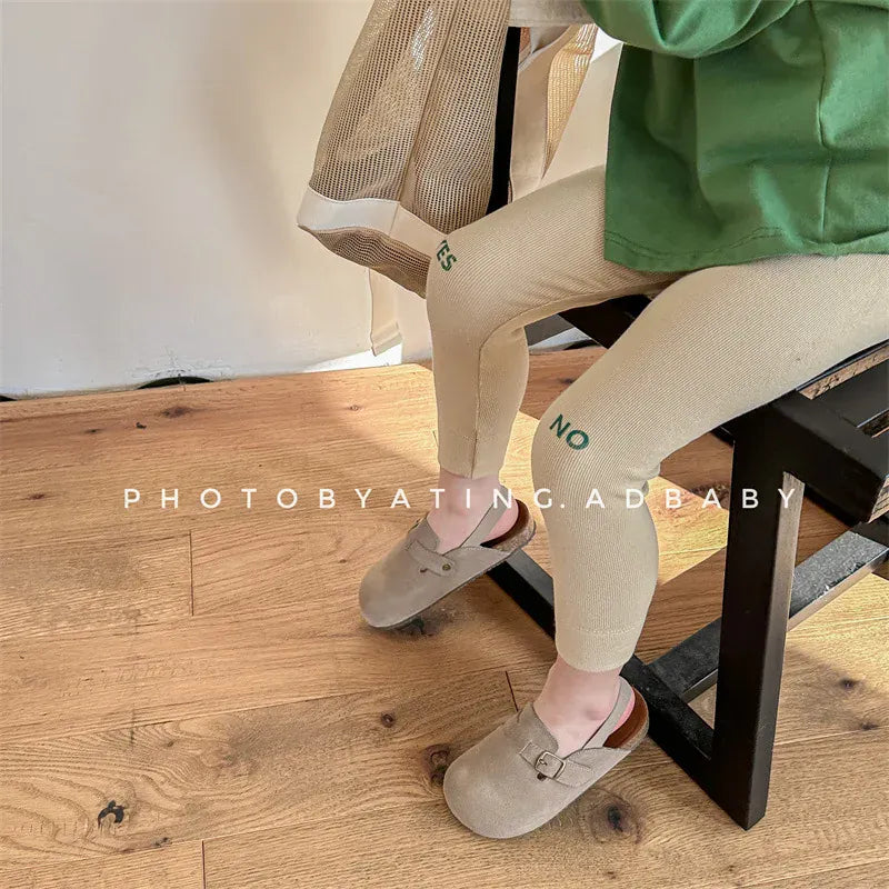 レギンスパンツ キッズパンツ YES/NOプリントロゴリブレギンスパンツ 3カラー【mh0006876】