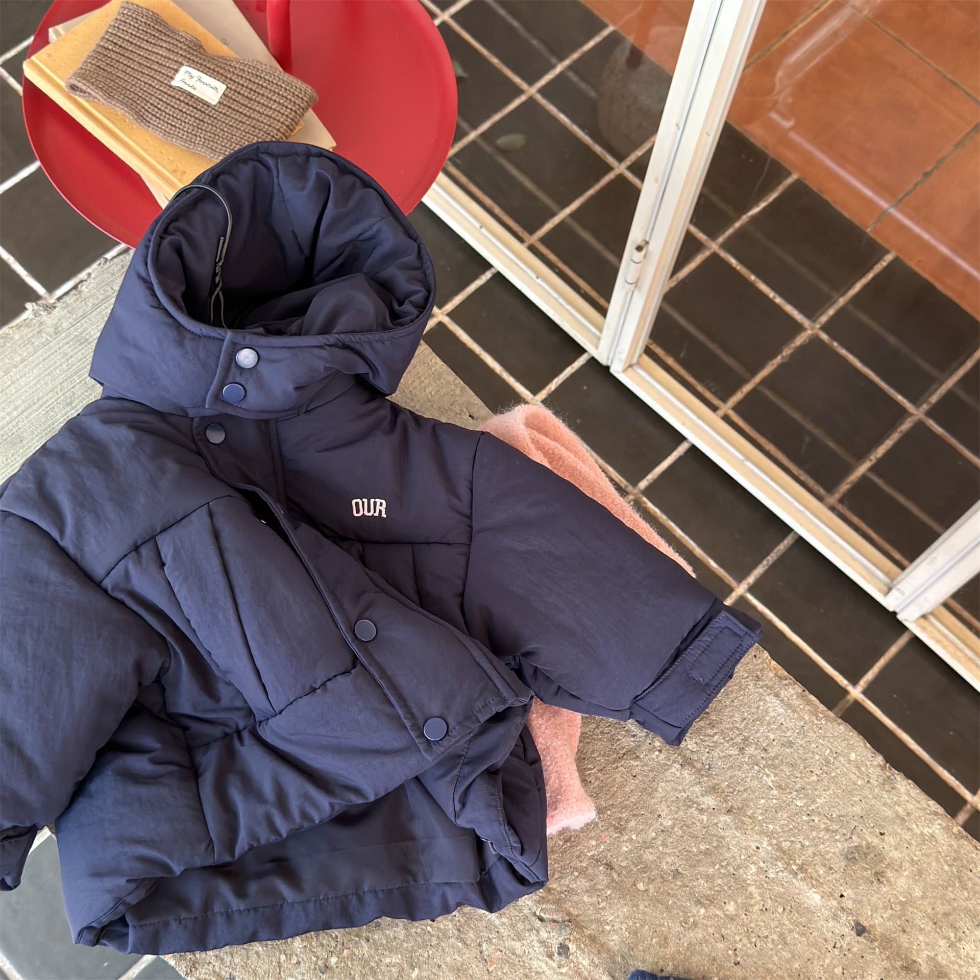 Navy / 80cm フーディパファージャケット 中綿ブルゾン コート【mh0011913】