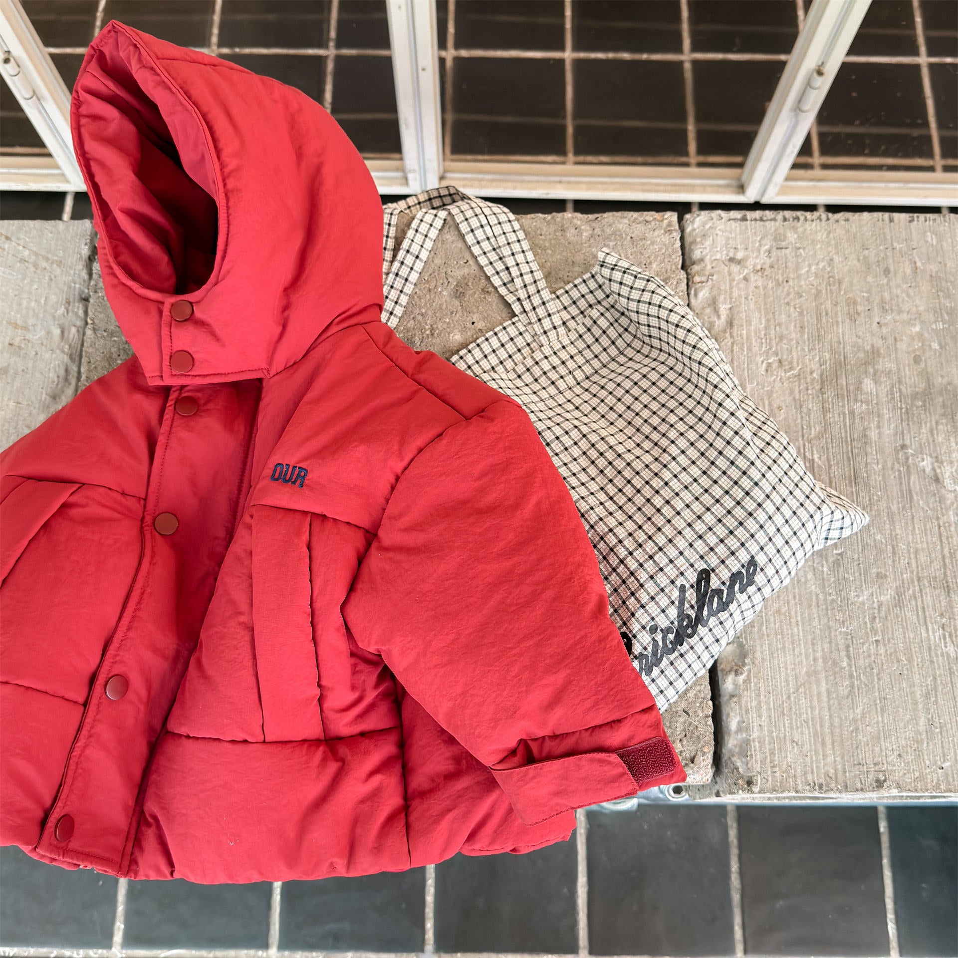 Red / 80cm フーディパファージャケット 中綿ブルゾン コート【mh0011913】