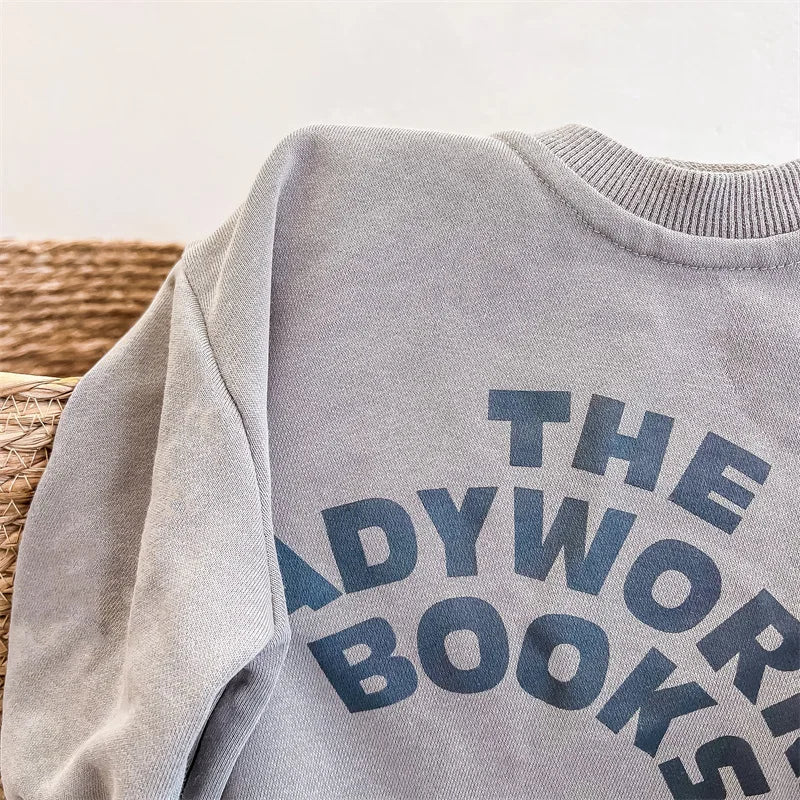 長袖Tシャツ キッズトップス 長袖スウェットシャツ レターロゴプリント グレー/ベージュ/2カラー【mh0004056】