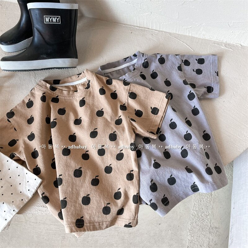 半袖Tシャツ Apple Print Short Sleeve T-Shirt アップルプリント 半袖Tシャツ【mh0012143】