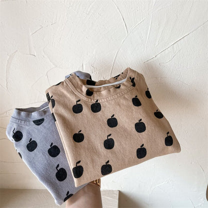 半袖Tシャツ Apple Print Short Sleeve T-Shirt アップルプリント 半袖Tシャツ【mh0012143】