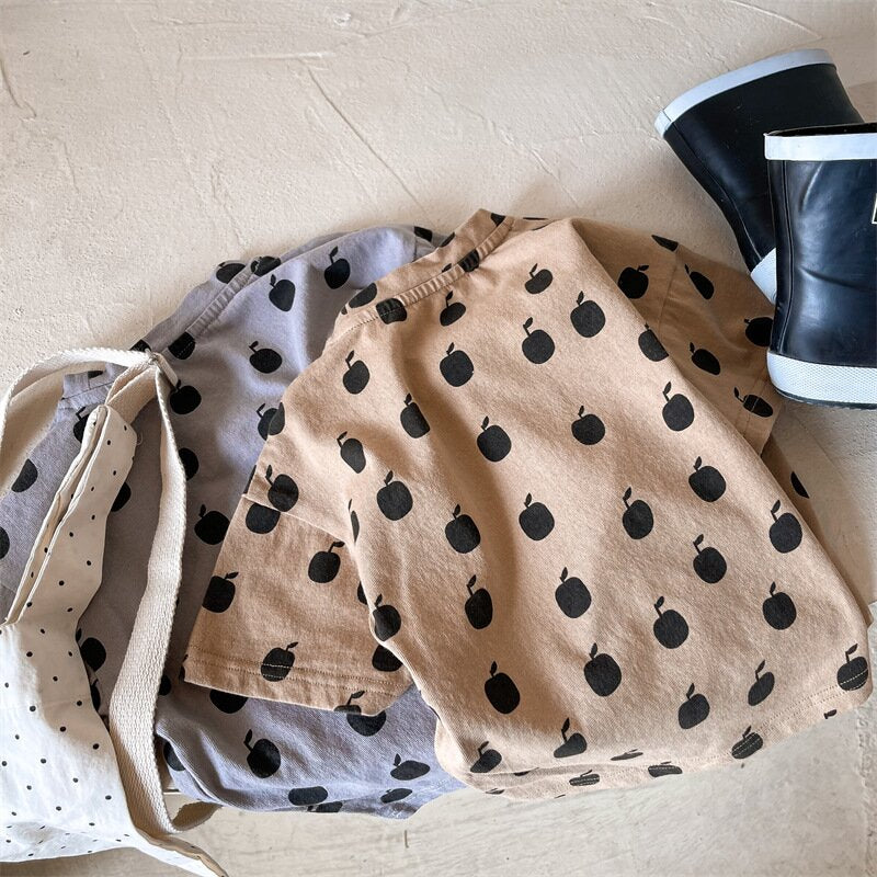 半袖Tシャツ Apple Print Short Sleeve T-Shirt アップルプリント 半袖Tシャツ【mh0012143】