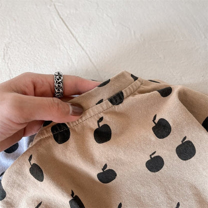 半袖Tシャツ Apple Print Short Sleeve T-Shirt アップルプリント 半袖Tシャツ【mh0012143】