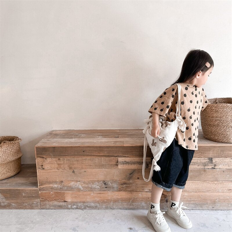 半袖Tシャツ Apple Print Short Sleeve T-Shirt アップルプリント 半袖Tシャツ【mh0012143】