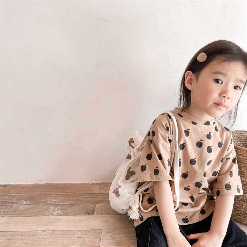 半袖Tシャツ Apple Print Short Sleeve T-Shirt アップルプリント 半袖Tシャツ【mh0012143】