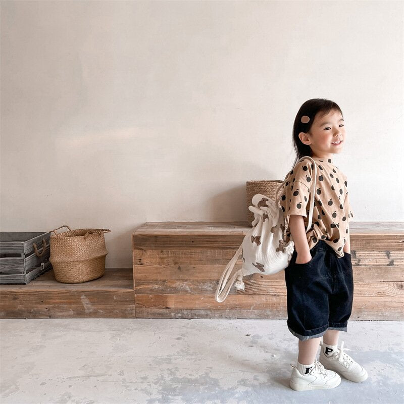 半袖Tシャツ Apple Print Short Sleeve T-Shirt アップルプリント 半袖Tシャツ【mh0012143】