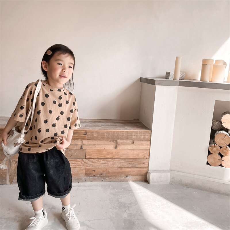 半袖Tシャツ Apple Print Short Sleeve T-Shirt アップルプリント 半袖Tシャツ【mh0012143】