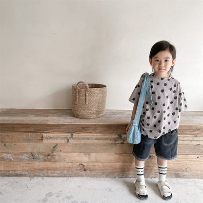 半袖Tシャツ Apple Print Short Sleeve T-Shirt アップルプリント 半袖Tシャツ【mh0012143】