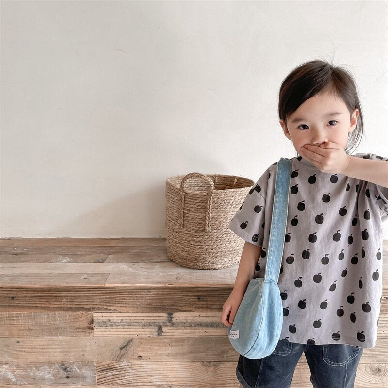 半袖Tシャツ Apple Print Short Sleeve T-Shirt アップルプリント 半袖Tシャツ【mh0012143】