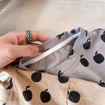 半袖Tシャツ Apple Print Short Sleeve T-Shirt アップルプリント 半袖Tシャツ【mh0012143】