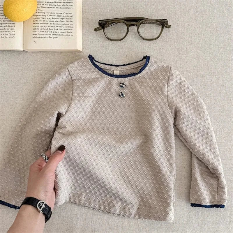 長袖Tシャツ Apricot / 12M (80) キッズトップス レース縁取り長袖Tシャツ【mh0008654】