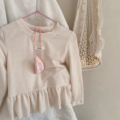 長袖Tシャツ Apricot / 12M (80) キッズトップス ペプラムフリル長袖チュニックTシャツ【mh0008963】