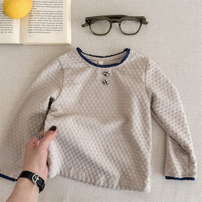 長袖Tシャツ Apricot / 80cm キッズトップス エンボスフラワー長袖Tシャツ【mh0009005】