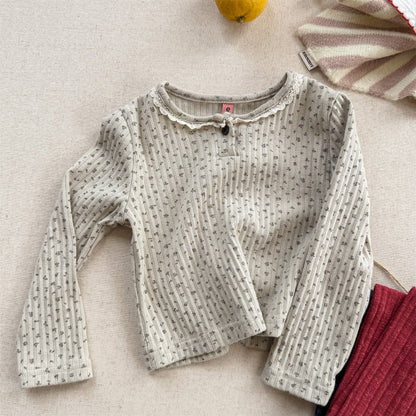 長袖Tシャツ Apricot / 80cm フラワー小花柄プリント長袖Tシャツカットソー【mh0010631】