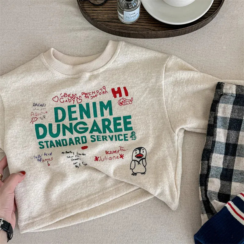 長袖Tシャツ Beige / 12M  80CM キッズトップス 長袖Tシャツ レターロゴペンギンプリント 2カラー【mh0006625】