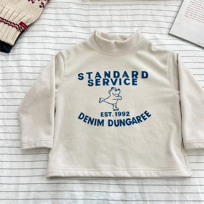 長袖Tシャツ Beige / 12M  80CM キッズトップス プリント柄ハイネックボトルネックフリース長袖Tシャツ【mh0008468】