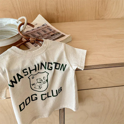 半袖Tシャツ Beige / 80cm キッズトップス 半袖Tシャツ レターロゴプリント 3カラー【mh0005692】