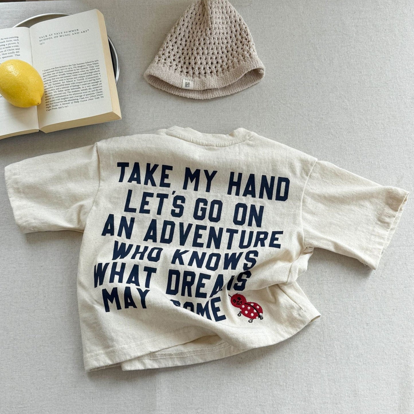 半袖Tシャツ Beige / 80cm ビッグレターロゴプリント半袖Tシャツ【mh0009381】