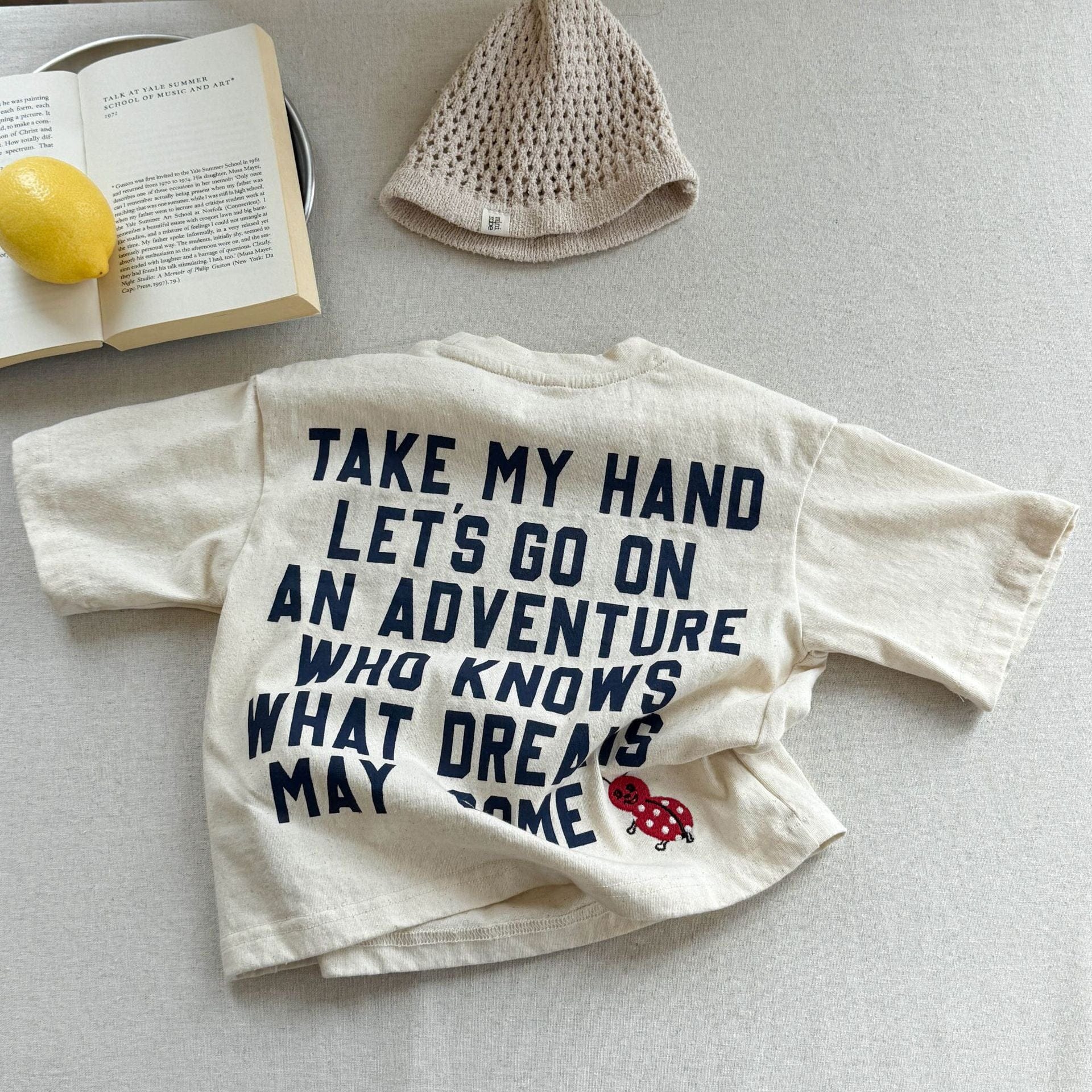 半袖Tシャツ Beige / 80cm ビッグレターロゴプリント半袖Tシャツ【mh0009381】