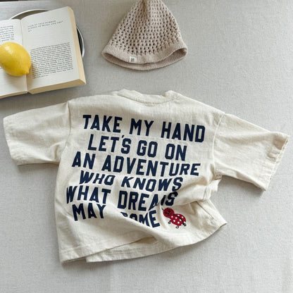 半袖Tシャツ Beige / 80cm ビッグレターロゴプリント半袖Tシャツ【mh0009381】