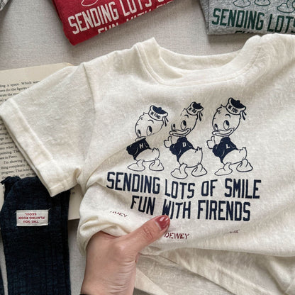 半袖Tシャツ Beige / 80cm ダックプリントロゴ半袖Tシャツ【mh0009385】